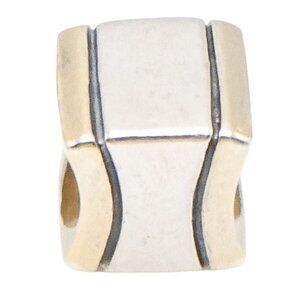 Lovelinks Sterling Silver Cube Charm with Gold-Tone Edges & Silicone Core